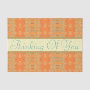 Thinking Of You In Orange and Teal Tissue Paper
