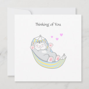Thinking of You Kitty Cat with Heart in Hammock C Card