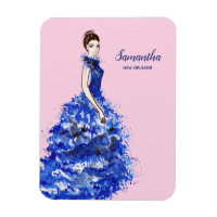 Thinking of You Lady with Sparkly Blue Gown Card