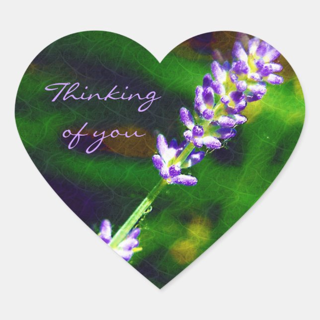Thinking of You - Lavender Art Heart Sticker (Front)