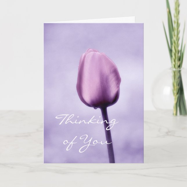 Thinking of You Lavender Tulip Greeting Card (Front)