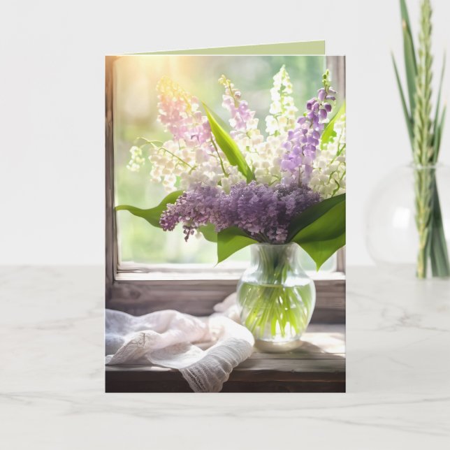 Thinking of You Lily of The Valley and Lilacs Card (Front)