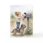 Thinking of You Little Girl Mailing a Letter