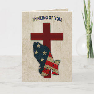Thinking of You, Military, Praying Hands/Flag Card