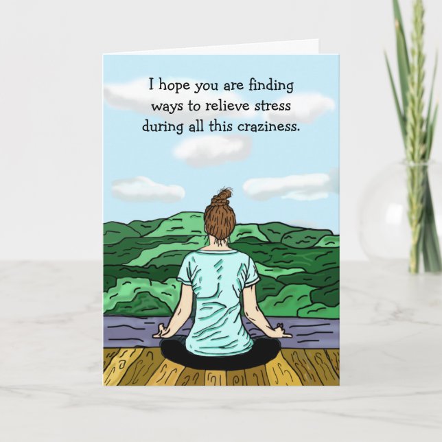 Thinking of you, Miss You, Stress Relief Yoga Card (Front)