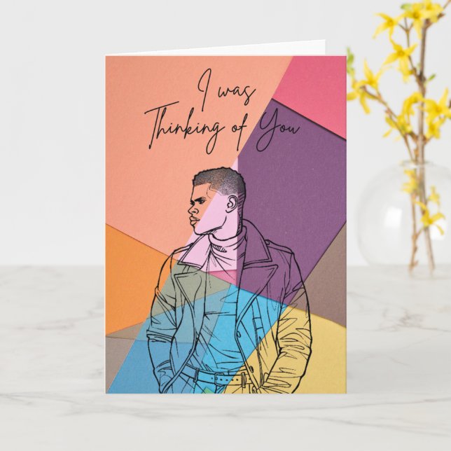 Thinking of You – Modern Artistic Greeting Card (Yellow Flower)