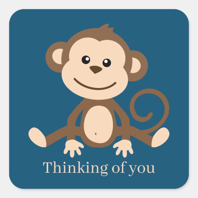 thinking of you monkey sentiment Square Sticker (Front)