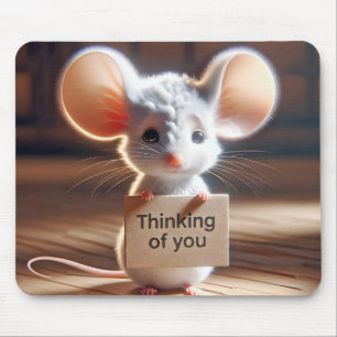 Thinking of You Mouse With Cardboard Sign Mouse Pad