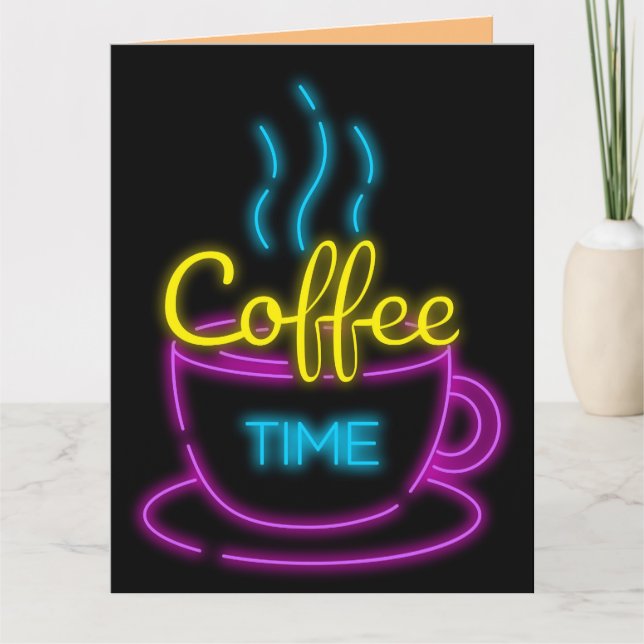 THINKING OF YOU NEON COFFEE GREETING CARDS (Front)