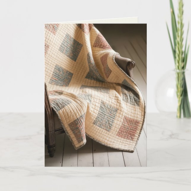 Thinking of You Old Quilt On an Armchair Card (Front)