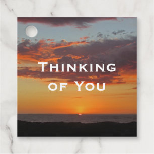 Thinking of You Pacific Ocean Bright Orange Sunset Favour Tags
