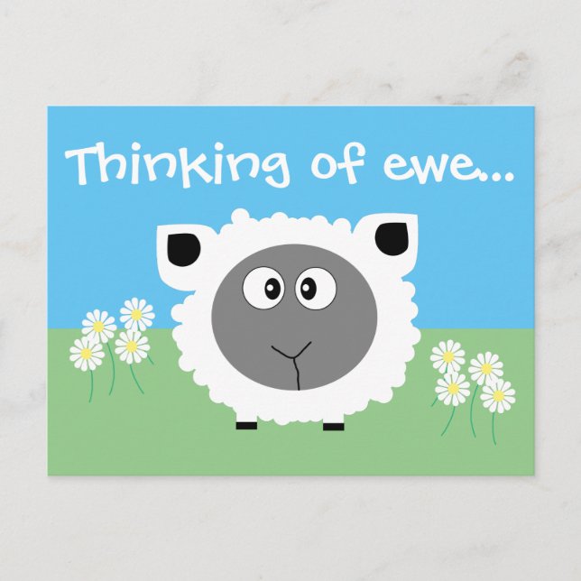 Thinking Of You Personalized Cute Funny Sheep Postcard (Front)