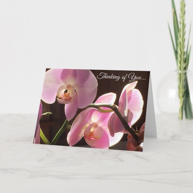 Thinking of You Pink Orchid Blank Inside Card (Front)