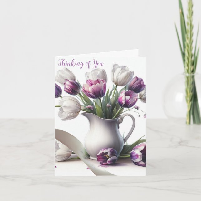 Thinking of You Pitcher of Tulips Card (Front)