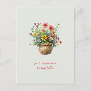 Thinking of You Pot of Wildflowers Postcard