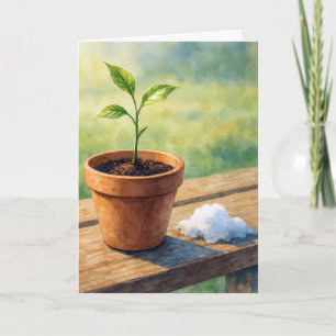 Thinking of You Potted Plant With Snow Pile Card