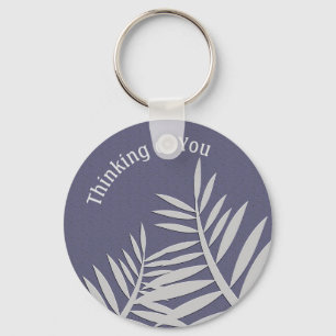 Thinking of You Purple Leaf Silhouette Friendship Keychain