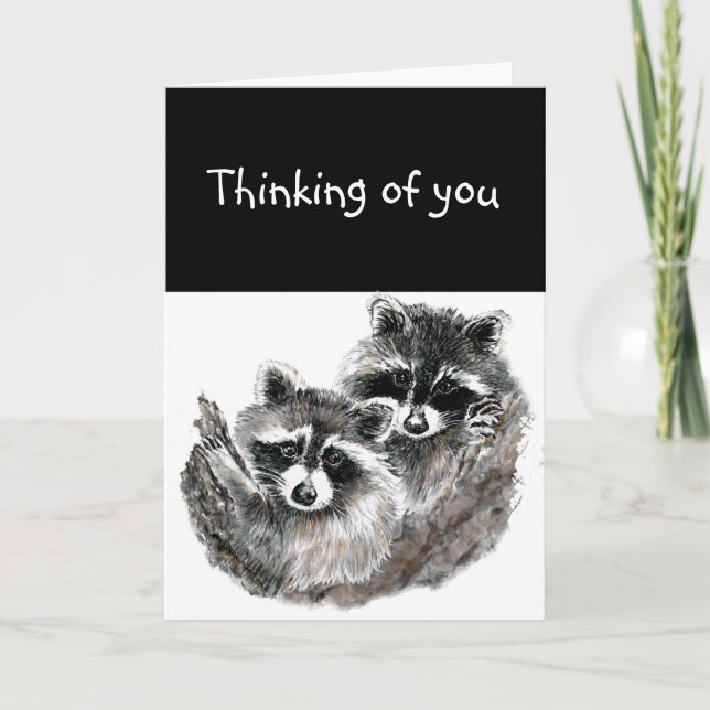 Thinking of you Raccoon Animal Someone Cares Card (Front)