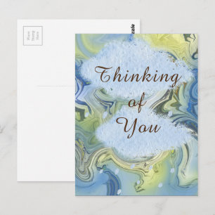 "Thinking of You" Rainy Day Abstract Water Postcard