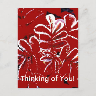 Thinking of You ~ Red Leaves in Winter Postcard