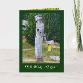 Thinking of you, Romania, wooden sculpture Card