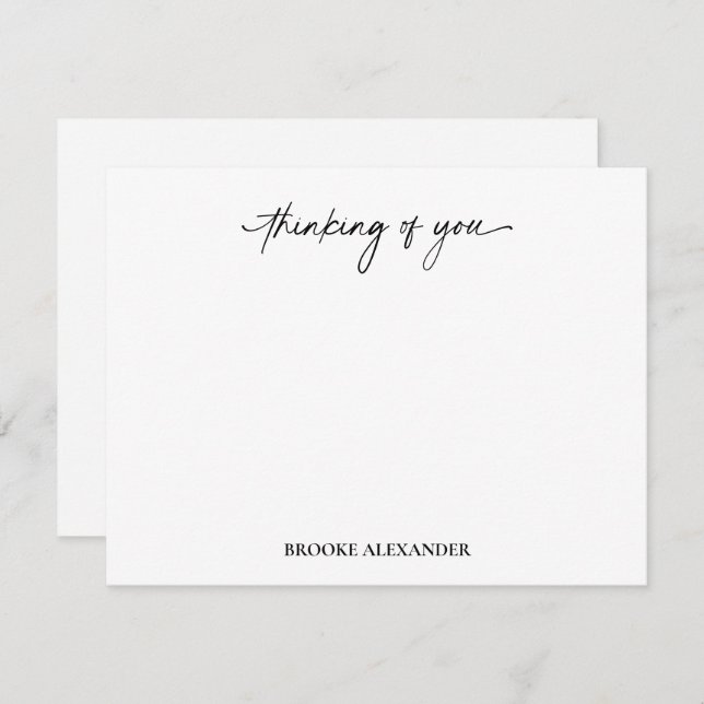 Thinking of You Script Handwriting Decorative Card (Front/Back)