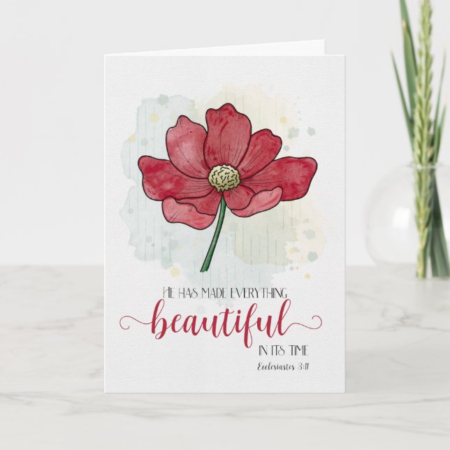Thinking of You Scripture Watercolor Flower Card (Front)