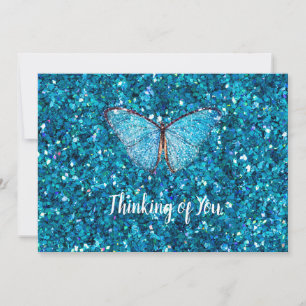Thinking of You, Shiny Blue Glitzy Template