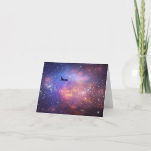 Thinking of you Space Airplane Note Card