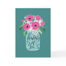 Thinking Of You Step Mom  Mason Jar of Pink Floral