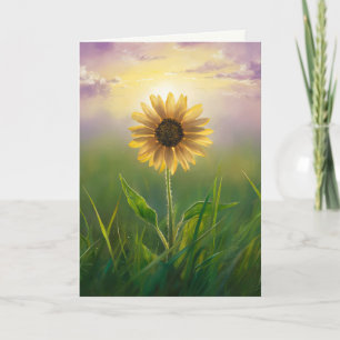 Thinking of You Sunflower In Green Meadow Card