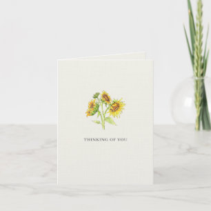 Thinking of You Sunflowers Botanical  Thank You Card