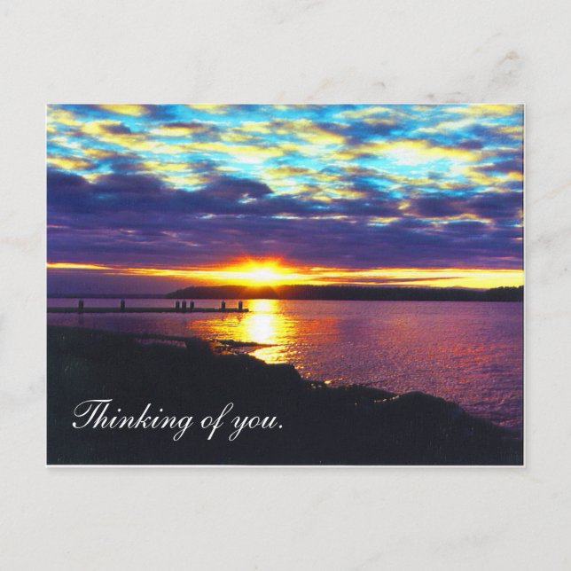 Thinking of you. sunset lake postcard_horizontal, postcard (Front)