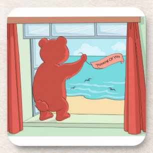 Thinking of You Teddy Bear Missing You Cute Art Coaster