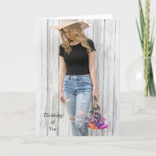 thinking of you-teen girl with daisies card