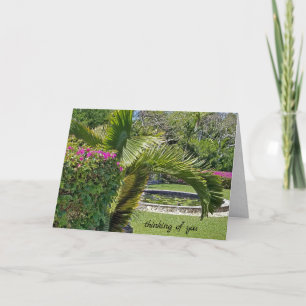 thinking of you tropical garden with palm trees card