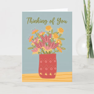 Thinking of You Vase of Flowers Card
