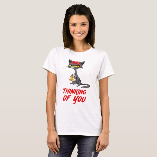 Thinking Of You Voodoo Doll Cat T-Shirt (Front Full)