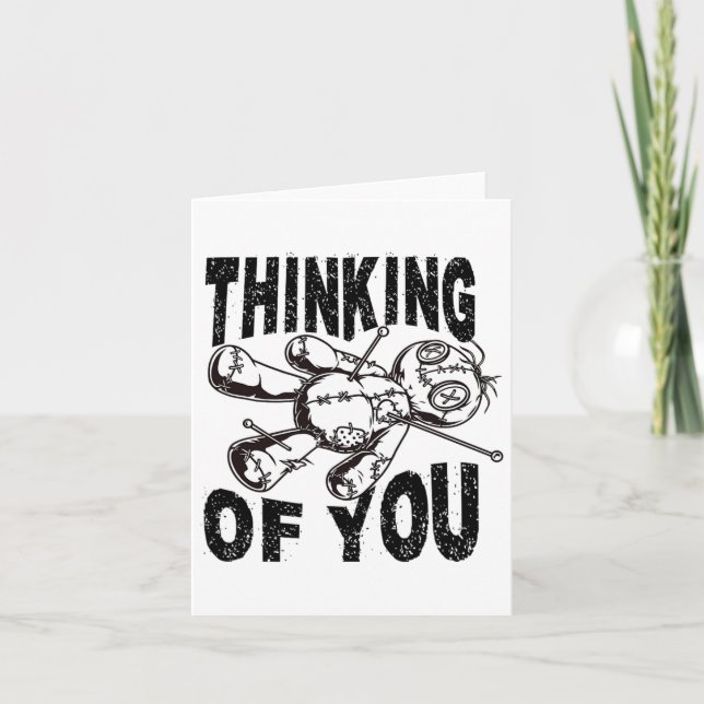 Thinking Of You Voodoo Doll Funny Halloween 2024  Card (Front)