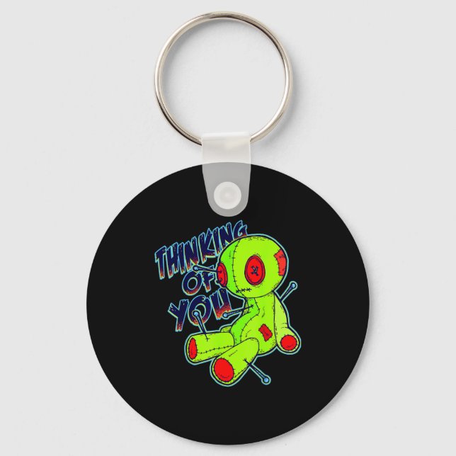 Thinking Of You Voodoo Doll Halloween Valentine  Keychain (Front)