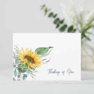 Thinking of You Watercolor Floral  Thank You Card