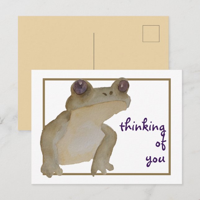 Thinking of You Watercolor Frog Postcard (Front/Back)