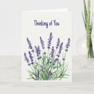 Thinking of You Watercolor Lavender Purple Garden Card