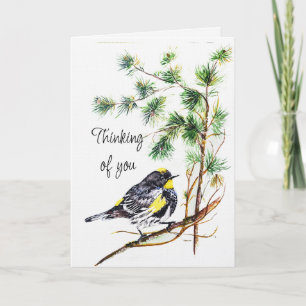 Thinking of You Watercolor Yellow Rumbed Warbler Card