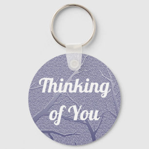 Thinking of You Winter Branches Blue Friendship Keychain