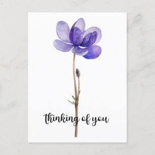 "Thinking of You" with Purple Flower Postcard
