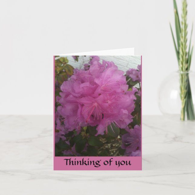 thinking of you with single pink blossom photo card (Front)