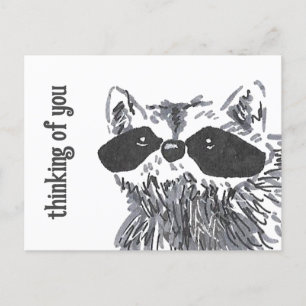 Thinking of You Woodland Cute Raccoon Postcard