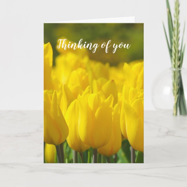 Thinking of You Yellow Floral Modern Sympathy Card (Front)