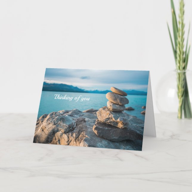 Thinking of You Zen Natural Stones Simple Sympathy Card (Front)